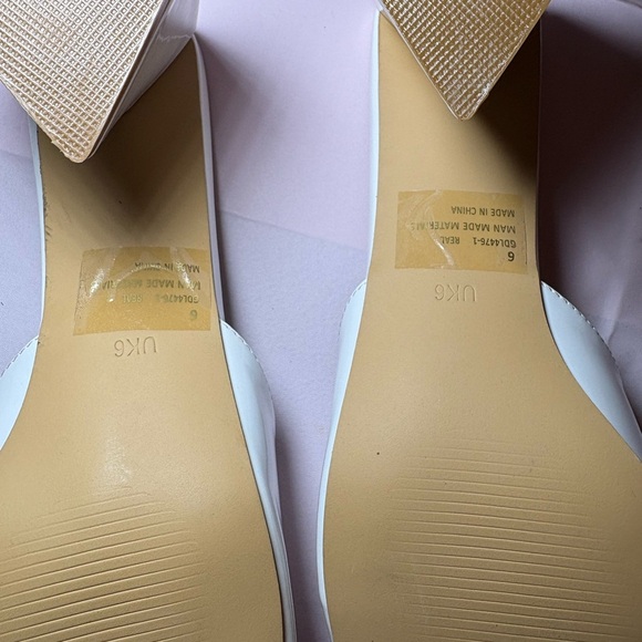 EGO White Open-Toe Mules with Gold Logo - Picture 5 of 7